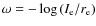 $\omega=-\log{(I_{\rm e}/r_{\rm e})}$