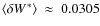 $\langle\delta W^{\hspace{0.02cm}*}\rangle~\approx~0.0305$
