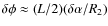 $\delta\phi\approx(\textit{L}/2)(\delta\alpha/\textit{R}_2)$