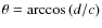 $\theta=\arccos{(d/c)}$