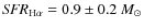${\it SFR}_{\rm H\alpha} = 0.9 \pm 0.2~M_\odot$