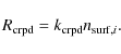 \begin{displaymath}
R_{\rm crpd}=k_{\rm crpd} n_{{\rm surf},i}.
\end{displaymath}