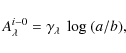 \begin{displaymath}A_{\lambda}^{i-0}={\gamma}_{\lambda} \ \log \ (a/b),
\end{displaymath}