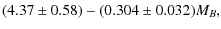 $\displaystyle (4.37 \pm 0.58) - (0.304 \pm 0.032)M_B,$