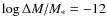$\ensuremath{ \log \Delta M/M_{*}} = -12$