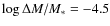 $\ensuremath{ \log \Delta M/M_{*}} = -4.5$