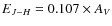 $E_{J-H}=0.107\times A_V$