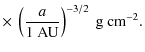$\displaystyle \times ~\left( \frac{a}{1~{\rm AU}}\right) ^{-3/2}~{\rm g~cm}^{-2}.$