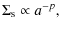 $\displaystyle \Sigma_{\rm s} \propto a^{-p},$