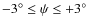 $-3^\circ \le \psi \le +3^\circ$