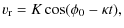 $\displaystyle v_{\rm r} = K \cos (\phi_0 - \kappa t),$