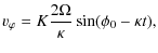$\displaystyle v_\varphi = K \frac{2\Omega}{\kappa} \sin (\phi_0 - \kappa t),$