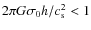 $2\pi G \sigma_0 h/c_{\rm s}^2 < 1$