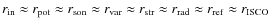 $ r_{\rm in} \approx r_{\rm pot} \approx
r_{\rm son} \approx r_{\rm var} \approx r_{\rm str} \approx r_{\rm rad} \approx r_{\rm ref} \approx
r_{\rm ISCO}$