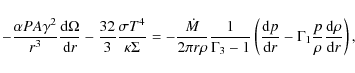 \begin{displaymath}%
-\frac{\alpha P A\gamma^2}{r^3}\frac{{\rm d}\Omega}{{\rm d}...
...\frac p\rho\ensuremath{\frac{{\rm d} \rho}{{\rm d} r}}\right),
\end{displaymath}