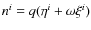 $n^i = q(\eta^i + \omega\xi^i)$
