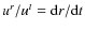$u^r/u^t = {\rm d}r/{\rm d}t$
