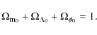 \begin{displaymath}%
\Omega_{{\rm m}_{0}}+\Omega_{{\Lambda}_{0}}+\Omega_{{\phi}_{0}}=1.
\end{displaymath}