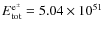 $E_{\rm tot}^{{\rm e}^\pm}= 5.04\times10^{51}$