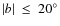 $\vert b\vert~\leq~20^\circ$