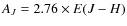$A_{J}=2.76\times{E(J-H)}$