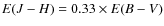 $E(J-H)=0.33\times{E(B-V)}$