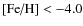 $\mbox{[Fe/H]}<{-4.0}$