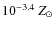 $10^{-3.4}~Z_{\odot}$