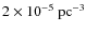 $2\times10^{-5}~{\rm pc^{-3}}$