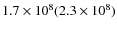 $1.7\times10^8 (2.3\times10^8)$