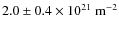 $2.0 \pm 0.4 \times 10^{21}~{\rm m}^{-2}$
