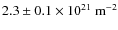 $2.3 \pm 0.1 \times 10^{21}~{\rm m}^{-2}$