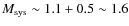 $M_{\rm sys} \sim 1.1+0.5\sim 1.6$