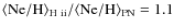 ${\rm\langle Ne/H\rangle_{H~{\sc ii}}/\langle Ne/H\rangle_{\rm PN}}=1.1$