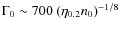 $\Gamma_0 \sim 700~(\eta_{0.2}n_0)^{-1/8}$