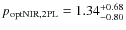 $p_{\rm optNIR, 2PL} = 1.34^{+0.68}_{-0.80}$