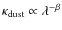 $\kappa_{\rm {dust}} \propto \lambda^{-\beta}$