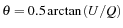 $\theta=0.5\arctan\left(U/Q\right)$