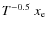 $T^{-0.5}~x_{\rm e}$