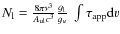 $N_{\rm l}=\frac{8\pi\nu^3}{A_{\rm ul}c^3}\frac{g_{\rm l}}{g_u}~ \int \tau_{\rm app} {\rm d}v$