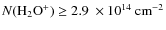 $N(\rm H_2O^+)\ge2.9~\times 10^{14}~{\rm cm}^{-2}$