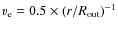 $v_{\rm e} = 0.5 \times (r/R_{\rm out})^{-1}$