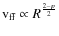 ${\rm v}_{\rm ff} \propto R^{\frac{2-p}{2}}$