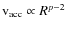 ${\rm v}_{\rm acc} \propto R^{p-2}$