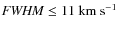 ${{\it FWHM}} \leq 11~{\rm km}~{\rm s}^{-1}$