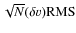 $\sqrt{N}(\delta v) {\rm RMS}$