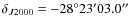 $\delta_{J2000} = -28^{\circ}23'03.0''$