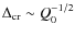 $\Delta_{{\rm cr}} \sim Q_0^{-1/2}$