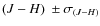 $\mbox{$(J-H)$ }\pm\sigma_{(J-H)}$