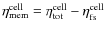 $\eta^{\rm cell}_{\rm mem}=\eta^{\rm cell}_{\rm tot}-\eta^{\rm cell}_{\rm fs}$